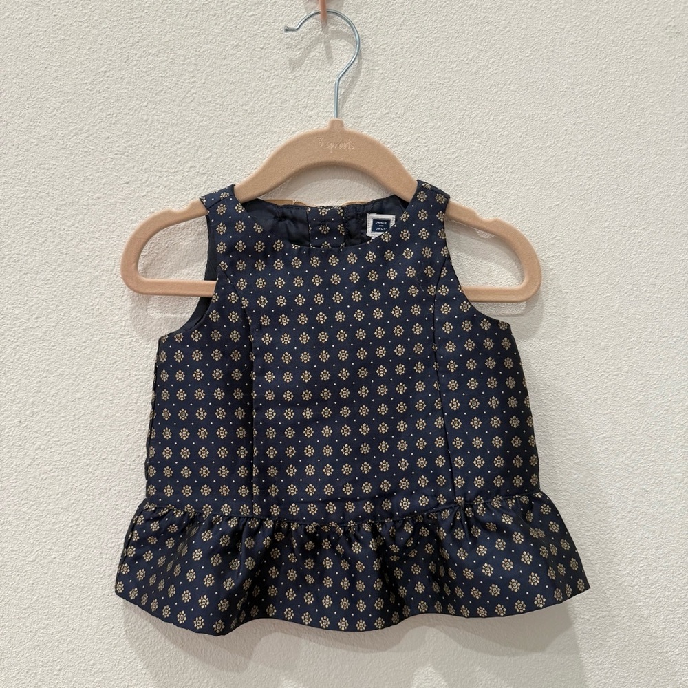 Janie and Jack Navy and Gold Floral Top 6-12M